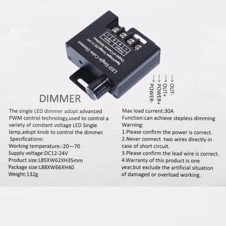 DIMMER LED MONOCOLOR 12-24V / 30A